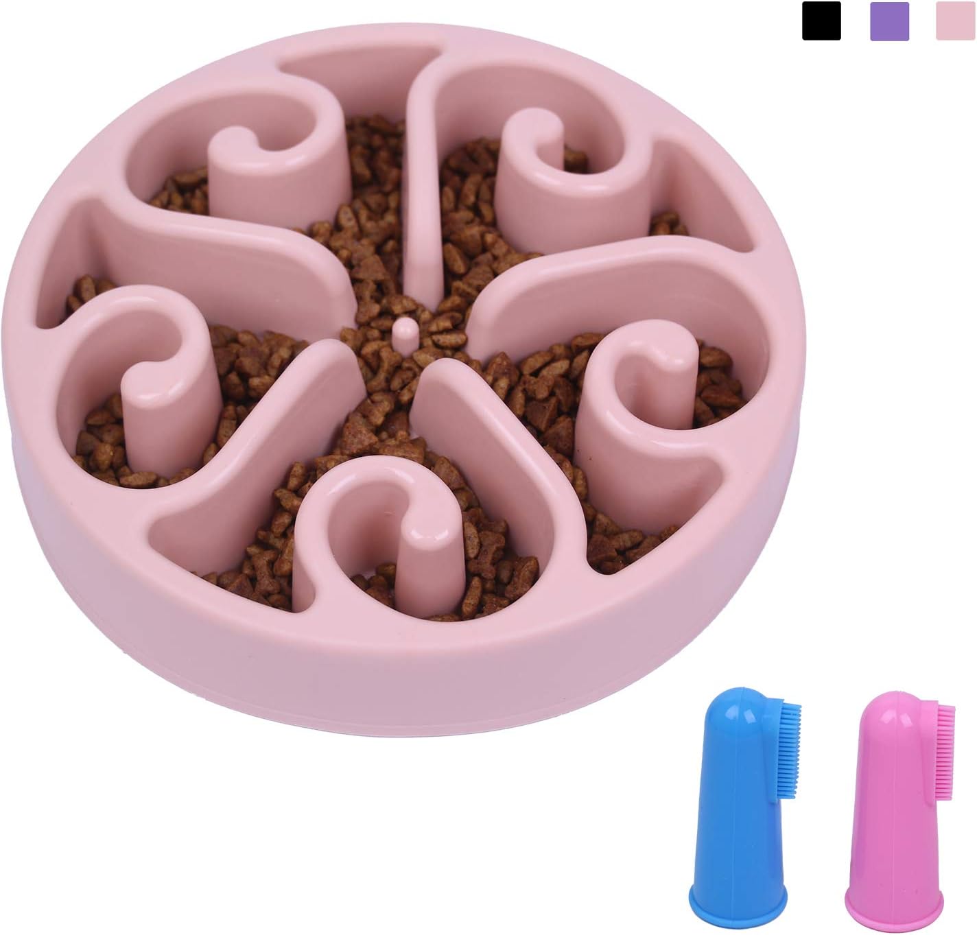 GRULLIN Slow Feeder Maze Dog Bowl Prevent Choking Indigestion Interactive Non-Toxic Eco-Friendly Puzzle Dish Spiral Design Non-Skid Base pet Bowl for Dogs