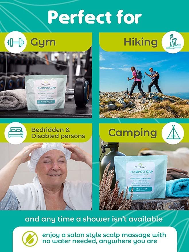 No Water Rinse Free Shampoo Cap by Nurture Microwavable Washing