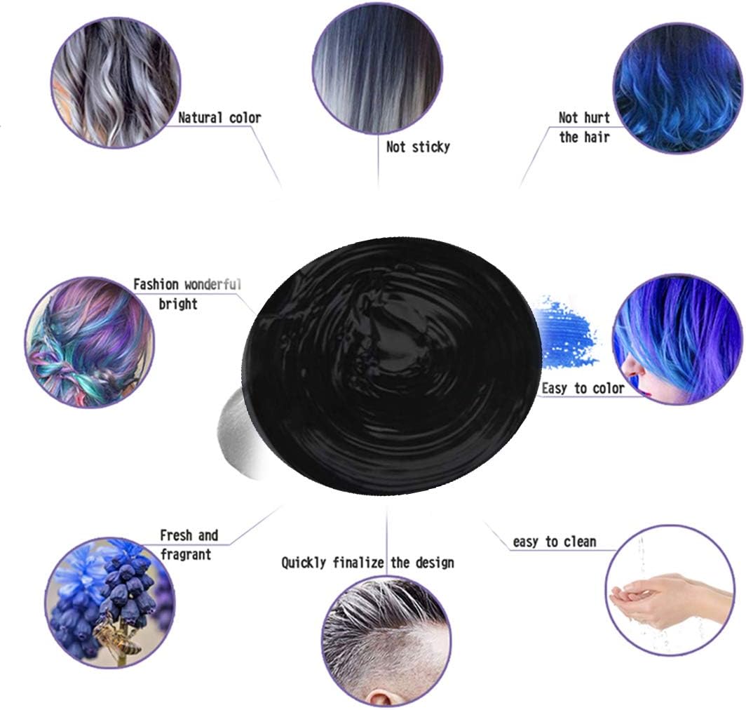 Temporary Hair Colour Wax, Unisex DIY Colour Hair Dye Wax, Washable Plant Formula Matte Natural Modelling Wax (120g Black) - Image 5