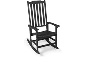 Mguio Outdoor Rocking Chair, Oversized All Weather High Back Porch Rocker, Patio Rockers for Outside