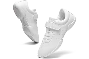 LANDHIKER Girls Cheer Shoes White Cheerleading Shoes Dance Athletic Training Tennis Breathable Youth Dancing Lightweight Competition Comfortable Cheer Sneakers