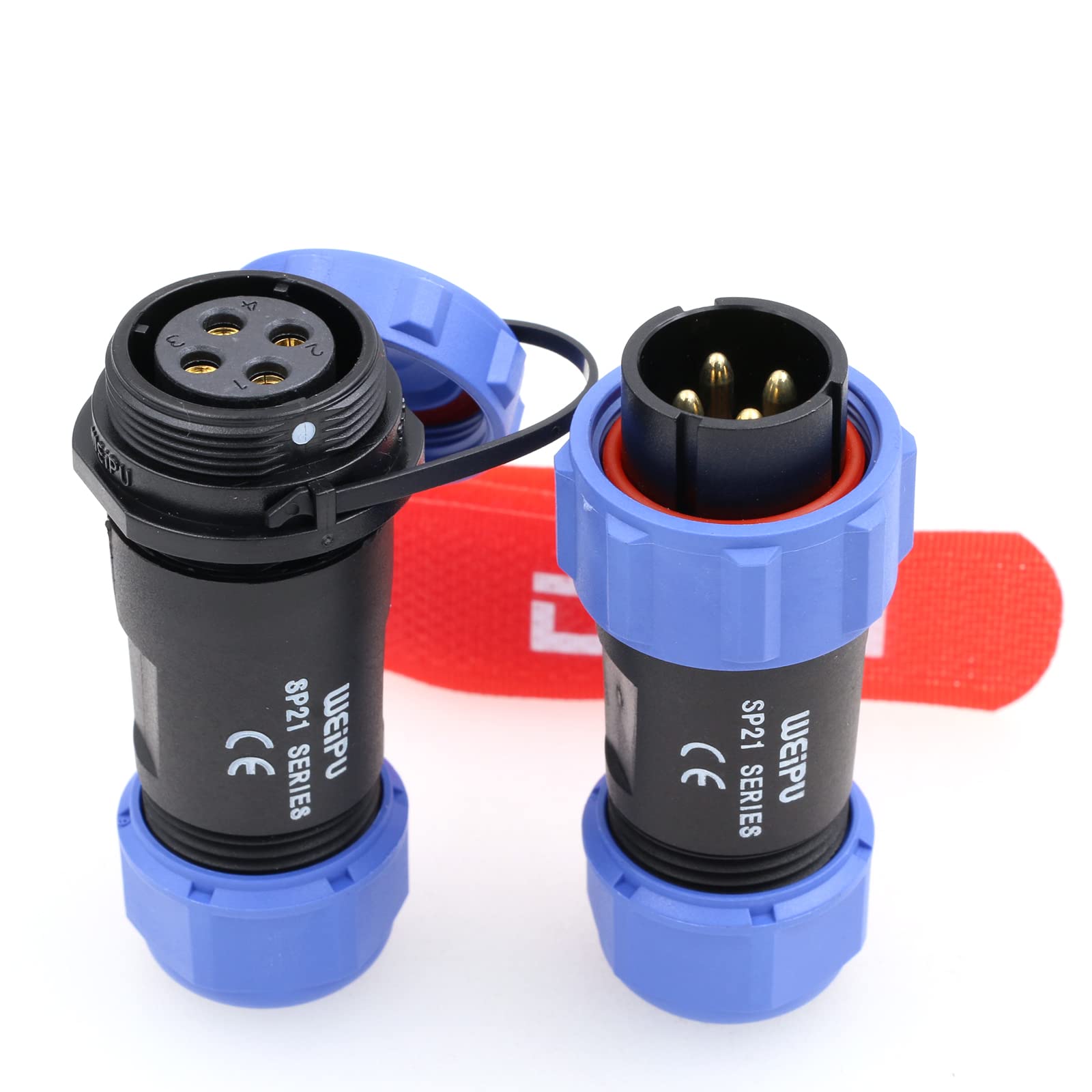 DRRI Weipu IP68 Plastic Threaded Connector SP21 4Pin Male Plug SP2110/P Female Socket SP2111/S with Dust Cap in-line Cable