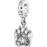 Bear Paw Nature Multi-Clasp Clip On Pendant 925 Sterling Silver Charm For Pandora & Other Charm Bracelets/Necklaces