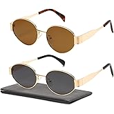 D Lolylad Retro Oval Sunglasses for Women Men Trendy Sun Glasses Classic Shades UV400 Protection