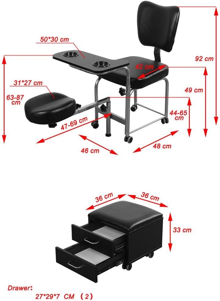 SalonTrolley Nail Table Professional Salon Beauty Stool Set Hairdressing Trolley for Manicure Pedicure Nails Cart Chair Salon SPA With Drawers, black: Sports & Outdoors