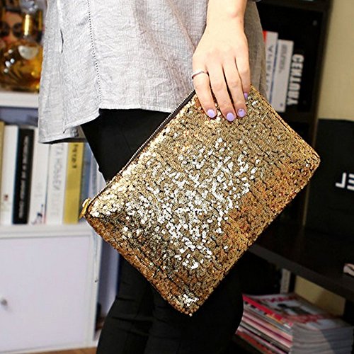Lady Sparkling Sequins Handbag, Fashion Dazzling Prime Clutch Purse Gold Wallet, Retro Luxurious Evening Clutch Wedding Purse for Women