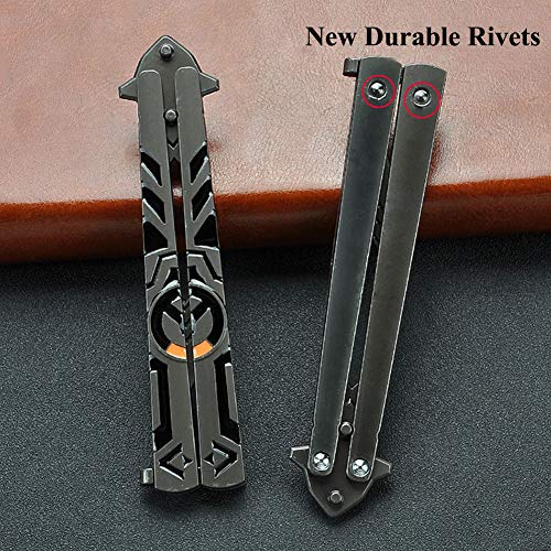 Butterfly Knife Trainer, Practice Steel Metal Folding Knife Unsharpened