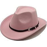 Willheoy Kids Cowboy Hat for Girls Boys Unisex Western Cowgirl Hat with Buckle Belt Wide Brim Fedora Hat Dress Up Costume
