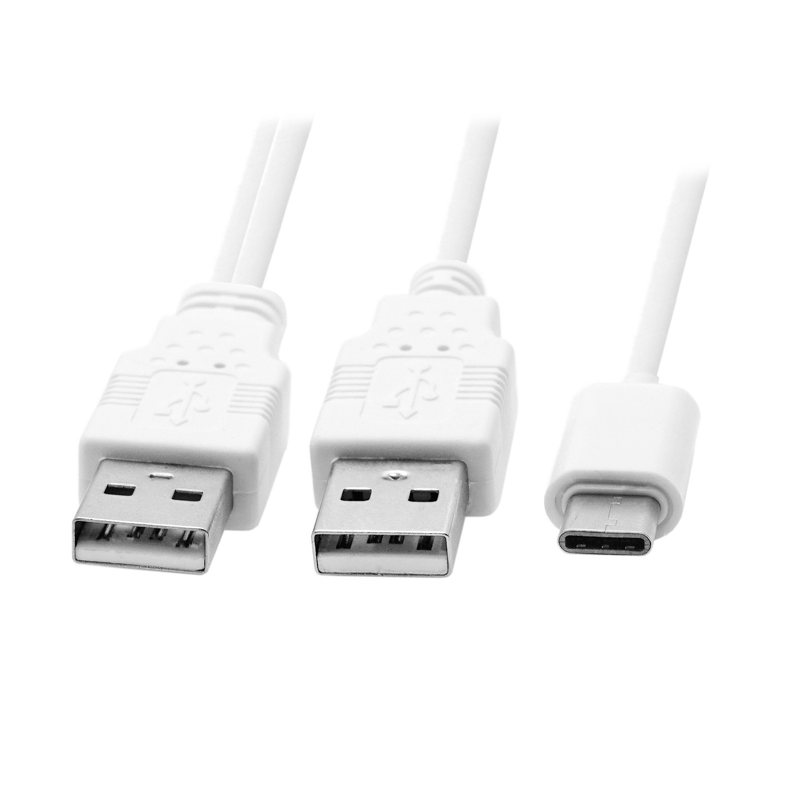 JSER USB 3.1 Type C USB-C to Dual A Male Extra Power Data Y Cable for Cell Phone & Hard Disk