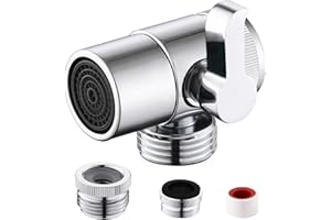 Happyreise All Brass Faucet Diverter Valve with Aerator,Faucet Diverter Adapter for Sink Faucet Connection Shower Hose/Garden Hose/Portable Washing Machine Chrome