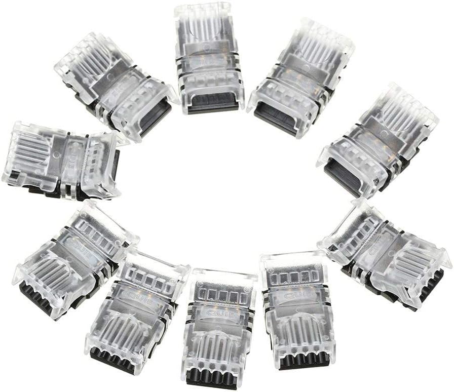 Qiuli 10PCS 4Pin 10mm No Weld Board to Wire Connector Terminal for IP20 RGB LED Strip Light Light Strip Accessories