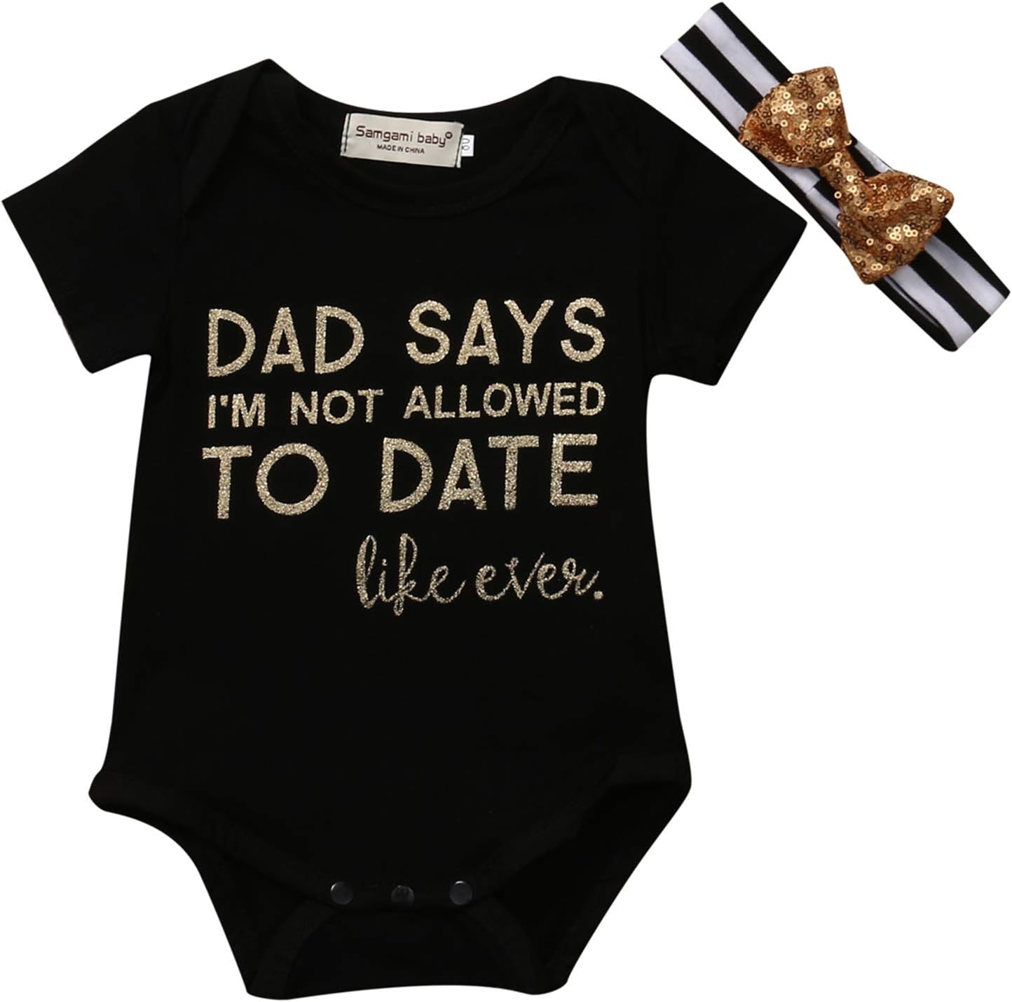 Daddy's Little Princess Baby Girl Clothes Infant Short Sleeve Printed Romper Bodysuit Onesies+Headband