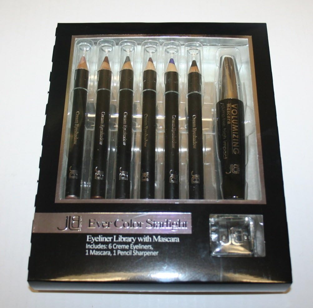 JLBCosmetics Ever Color Starlight Eyeliner Library with Mascara (Sharpener Included).