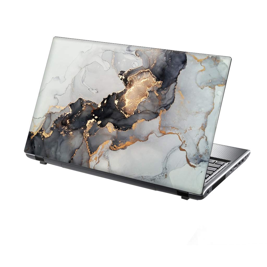 TaylorHe 13-14 inch Laptop Skin Vinyl Decal MADE IN ENGLAND Beautiful Abstract Painting Gold Grey