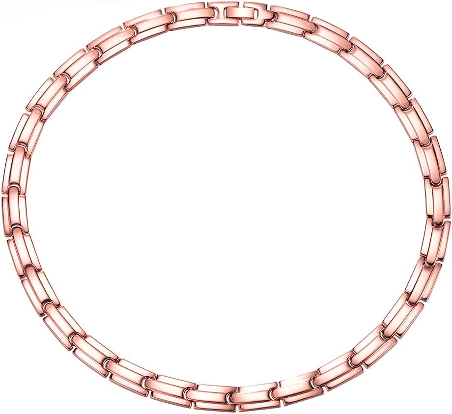 AKSONUS Gold Plated Magnetic Therapy Link Chain Necklace Mens Womens Stainless Steel Germanium Energy Health Necklace for Neck Arthritis Headaches Shoulder Pain Relief Jewelry (Rose Gold)