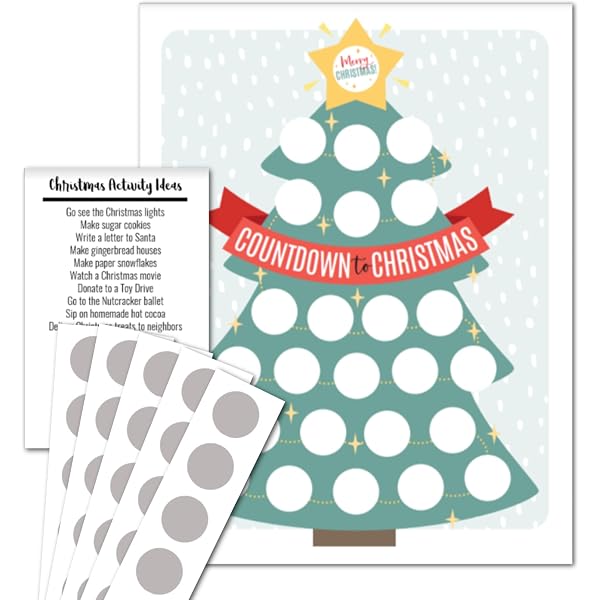 Amazon.com: ScratchAway Christmas Tree Advent Calendar - Countdown to  Christmas Chart - DIY Scratch Off Christmas Countdown Poster - 25 Scratch  Off Stickers - 8.5” x 11” : Home & Kitchen