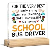 Bus Driver Gifts for Men Women, Gifts for School Bus Driver Thank You Appreciation Back to School Birthday Retirement, Acrylic Plaque Sign Decor