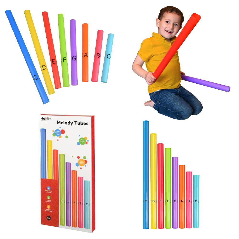 Halilit Melody Tubes Gift Set. 8 Musical Melody Tube Instruments for Kids. Diatonic 8 Note. Use Indoor or Outdoor. Suitable for Boys & Girls from 2 years +, Multicoloured