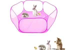 SHELDAMY Small Animals Playpen, Portable Pop-up Open Interactive Pet Tent, Indoor Outdoor Fence for Rabbits, Guinea Pig, Hamster, Chinchillas, Kittens, Puppies