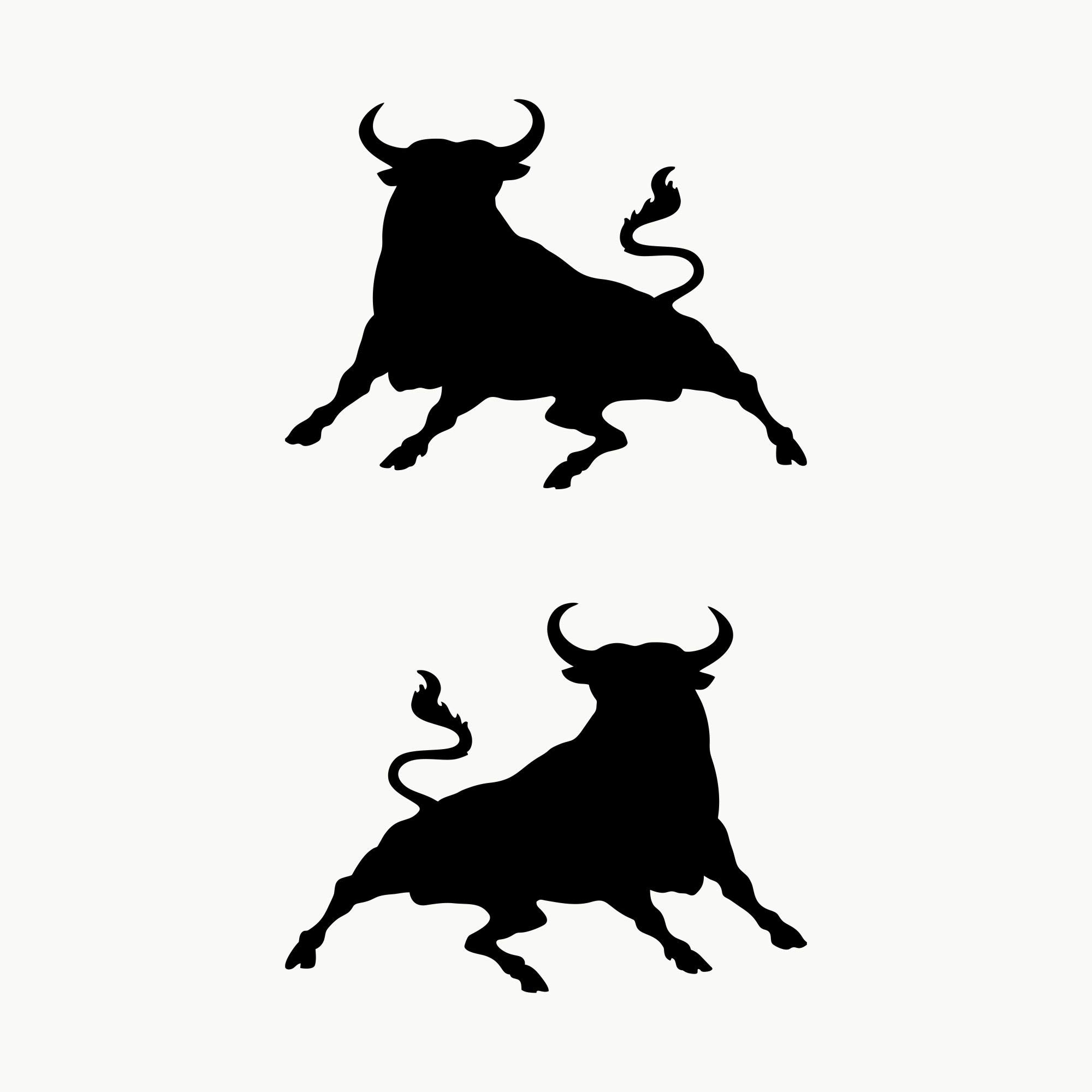 Autodomy Spanish Bull Jumping Bull Stickers Pack 2 Units for Car or Motorcycle 10x7 cm | Spanish Bull Car Sticker Resistant to Rain and Sun (Black)