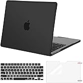 MOSISO Compatible with MacBook Air 13 inch Case 2026-2022 M4 A3240 M3 A3113 M2 A2681, Crack-Resistant Hard Case with TPU Frame Bumper&Keyboard Skin&Screen Film for MacBook Air 13.6 inch, Black