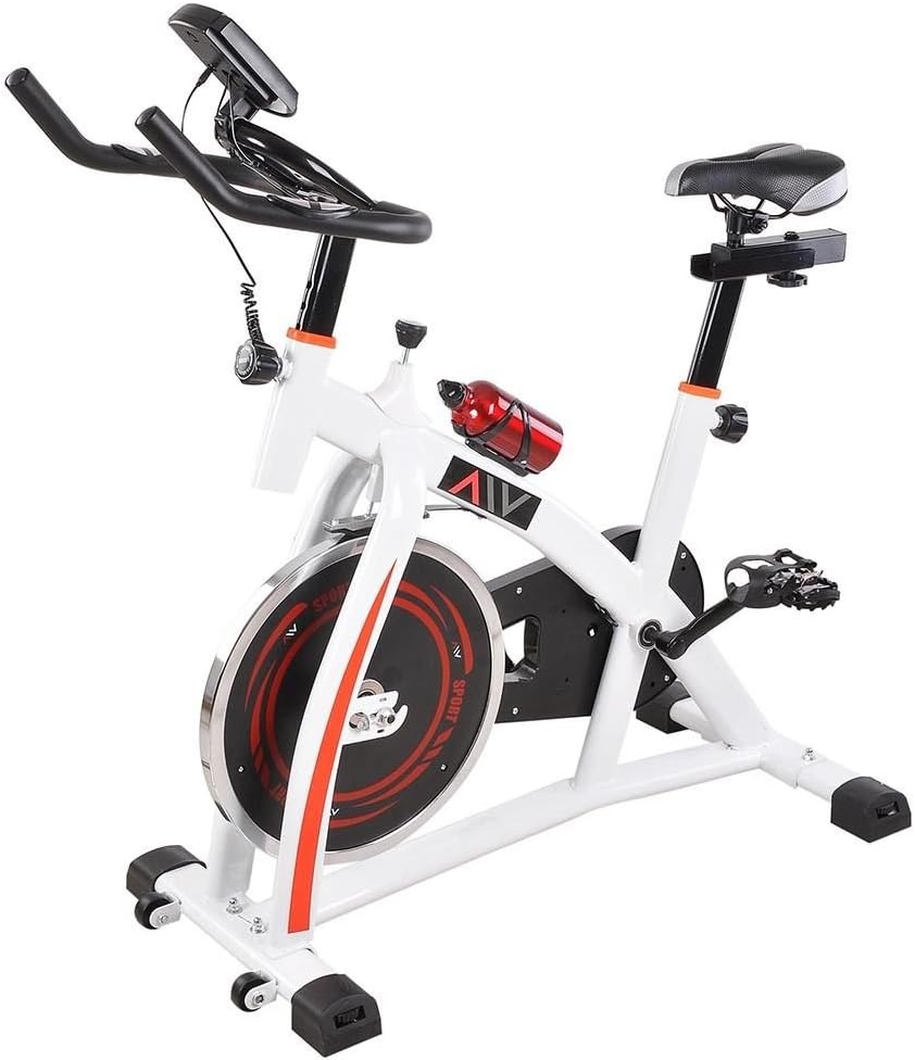 The Home Novo White Spin Exercise Bike Aerobic Fitness Cardio Workout Bicycle Cycling LCD Screen UK