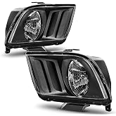 AUTOSAVER88 Headlight Assembly Compatible with 2005-2009 Ford Mustang Clear | Compatible with 2005-2009 Ford Mustang, Clear Lens Black Housing, Bright Beam, Waterproof, Impact-Resistant PC Lens