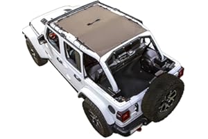 SPIDERWEBSHADE Mesh Jeep Sunshade Top Compatible with Jeep JLU 4-Door (2018 -current) Made in the USA Mesh Sun Shade Top Sunshade Jeep Accessory (Tan)