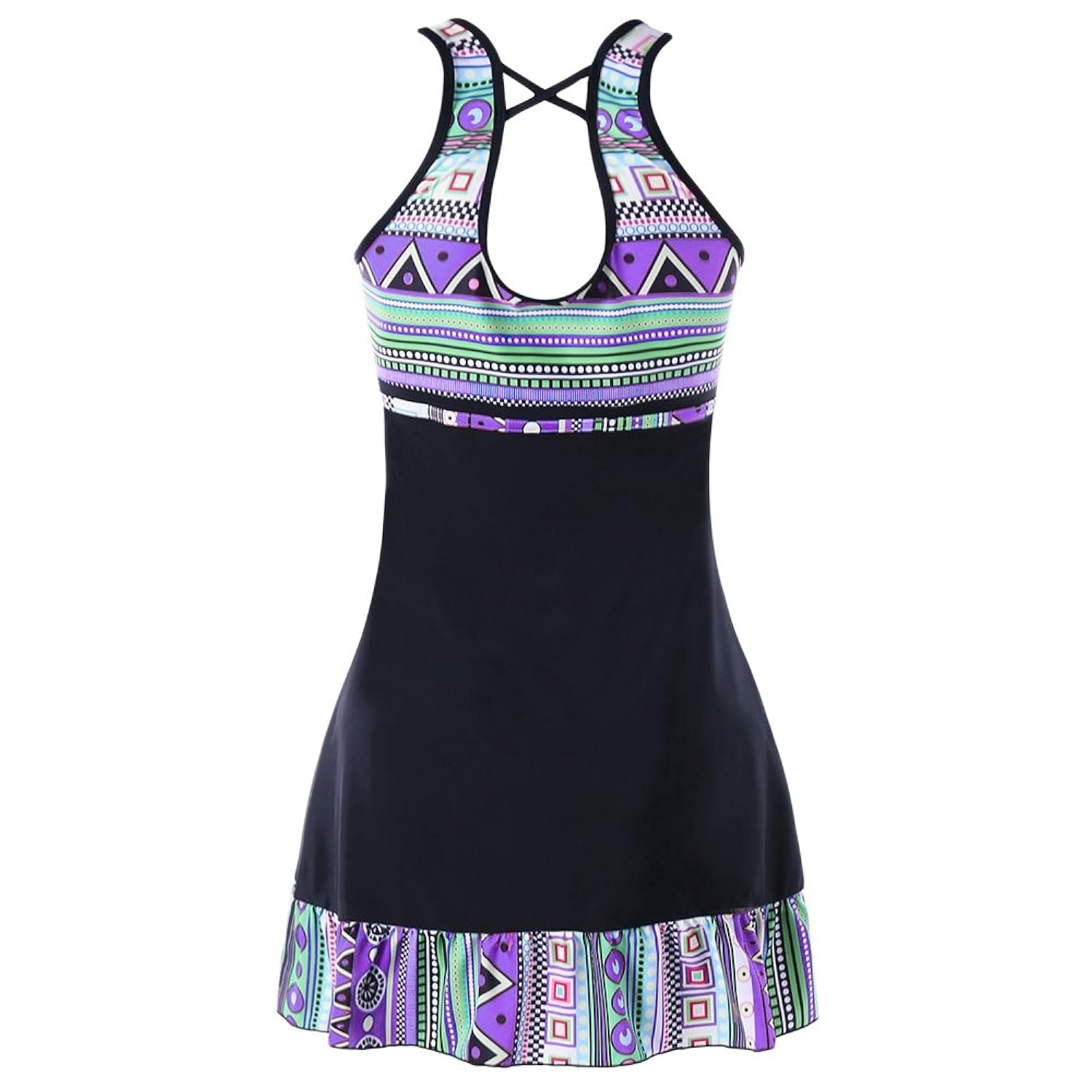 hannea plus size geometric swing tankini