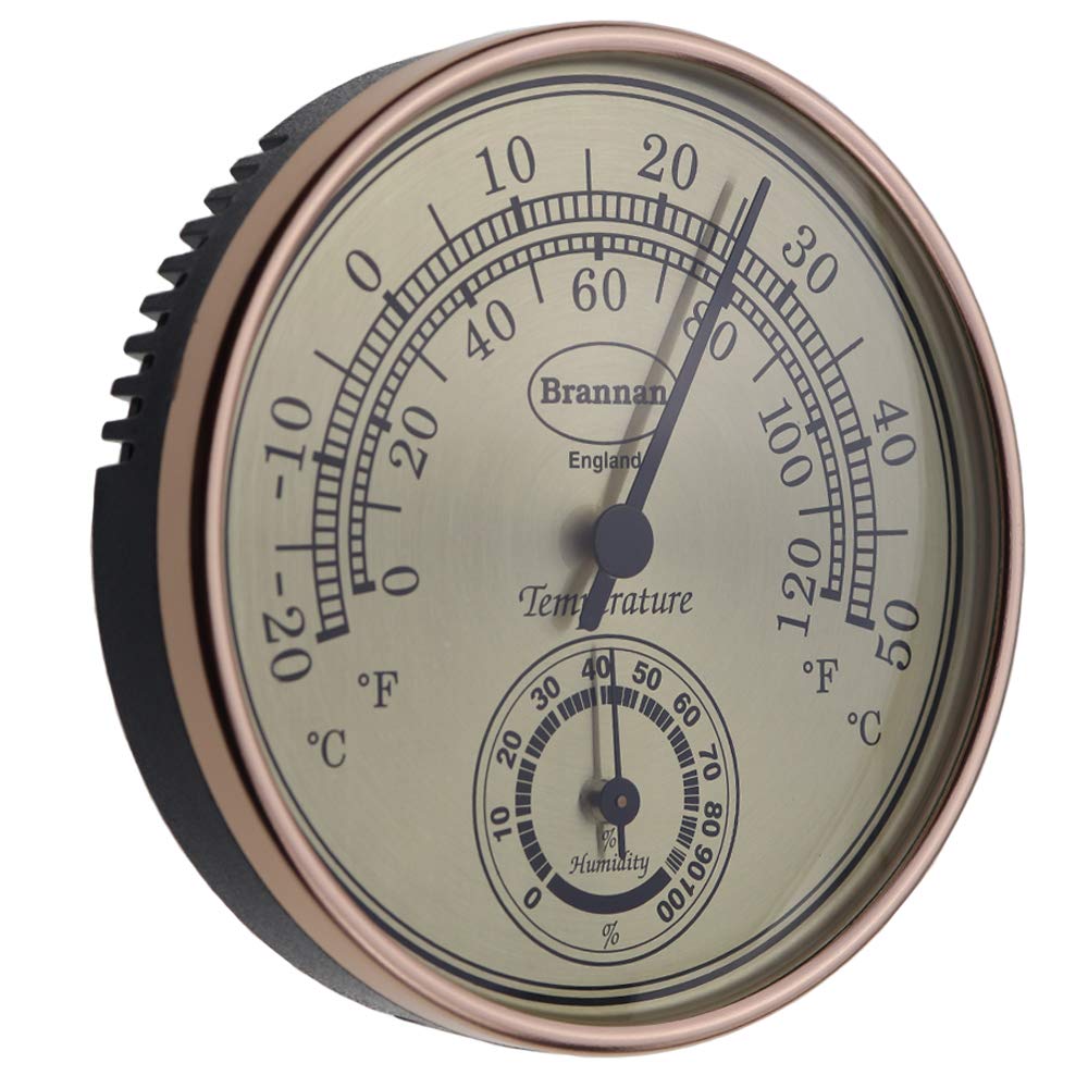 Brannan Thermometer Hygrometer Gilt Dial Garden Greenhouse Home Office - Measures Temperature and Humididty
