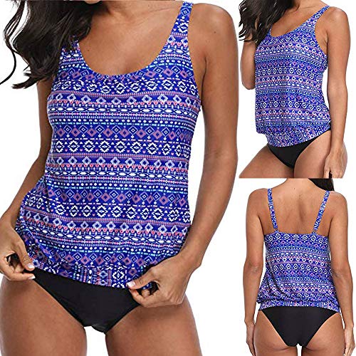 iYBUIA Women's Print Sexy Bikini Set Swimsuit Push Up Swimwear Beachwear Plus Size Blue