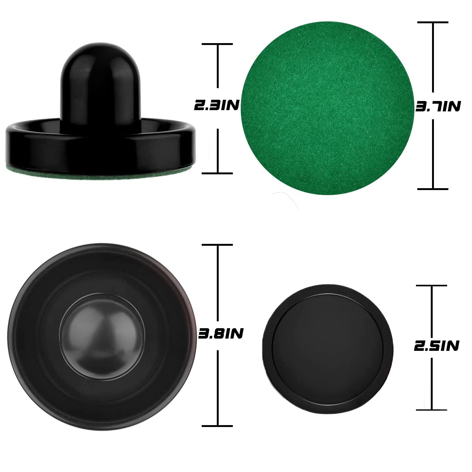 INSCOOL Air Hockey Pushers and Pucks - Air Hockey Paddles and Goal Handles Replacement Accessories for Game Tables (4 Pushers, 8 Pucks)