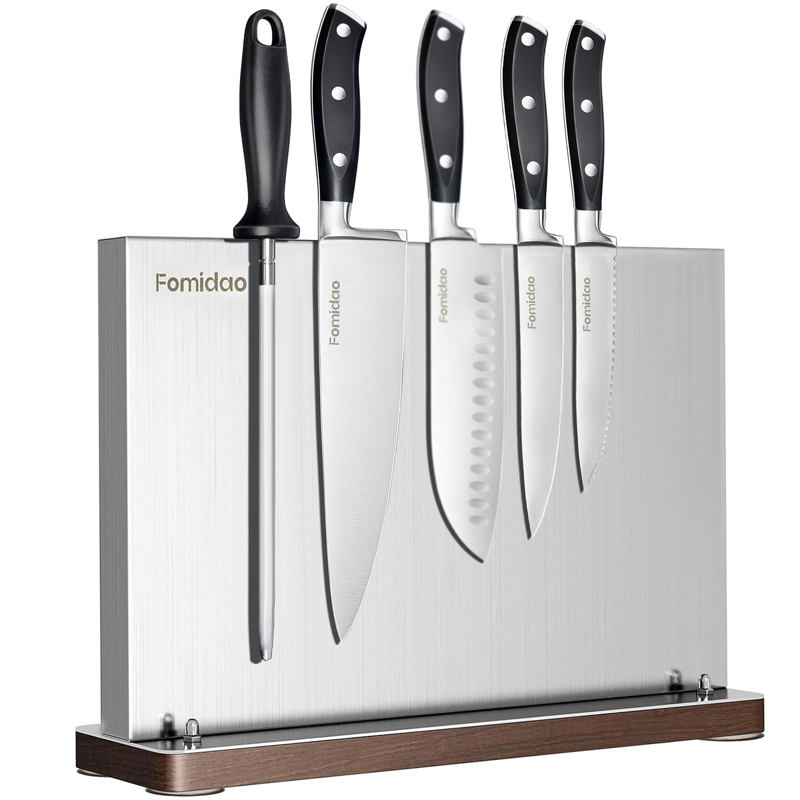 Fomidao 6 Pieces Knife Set with Magnetic Block,Ultra-Sharp High-carbon Steel Kitchen Knife Set, Professional Knife Block Set with Ergonomic Handle and Sharpener Image