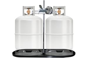 RVPNR RV Dual Propane Tank Mounting Rack with Locking Device for 30lbs Tanks for Travel Trailer Hitch Frame, Black-Lock