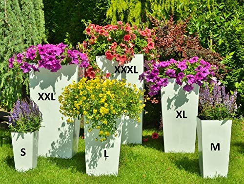 MELTOM Blumenkübel Set 3 Größen Weiß Hochglanz Eckig Pflanzkübel Blumentopf Top – Bild 5