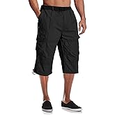 MAGCOMSEN Mens Cargo Shorts Long Capri Elastic Below The Knee 3/4 Cotton Casual Summer Shorts with Pockets