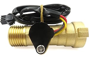 GREDIA G1/2" Water Flow Sensor Thread Male to Female Brass Switch Hall Effect Liquid Flowmeter Fluidmeter Counter BSP 1-30L/Min（66 mm in Total Length）