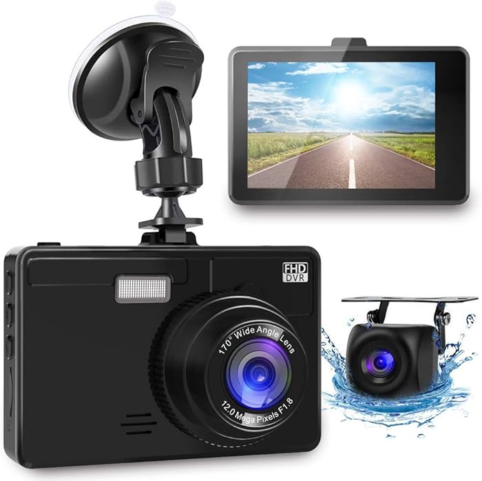 OIIEE Dual Dash Cam 1080P FHD Front and Rear Car Camera, Driving Recorder with Night Vision, 170 Wide Angle 6G Lens, Loop Recording, Parking Monitor, G-Sensor, WDR, Motion Detection