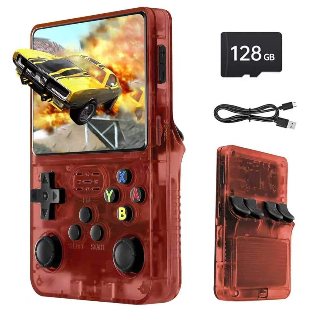 Febotak R36S Retro Handheld Game Console, 128GB Retro Gaming Console with 30+ Mainstream Emulators, 40,000+ Classic Games, Open Source Linux System, 3500mah Battery