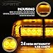Xprite Yellow(Amber) 24 LED Roof Top Mini Bar, Truck Car Vehicle Law Enforcement Emergency Hazard Beacon Caution Warning Snow Plow Safety Flashing Strobe Light with Magnetic