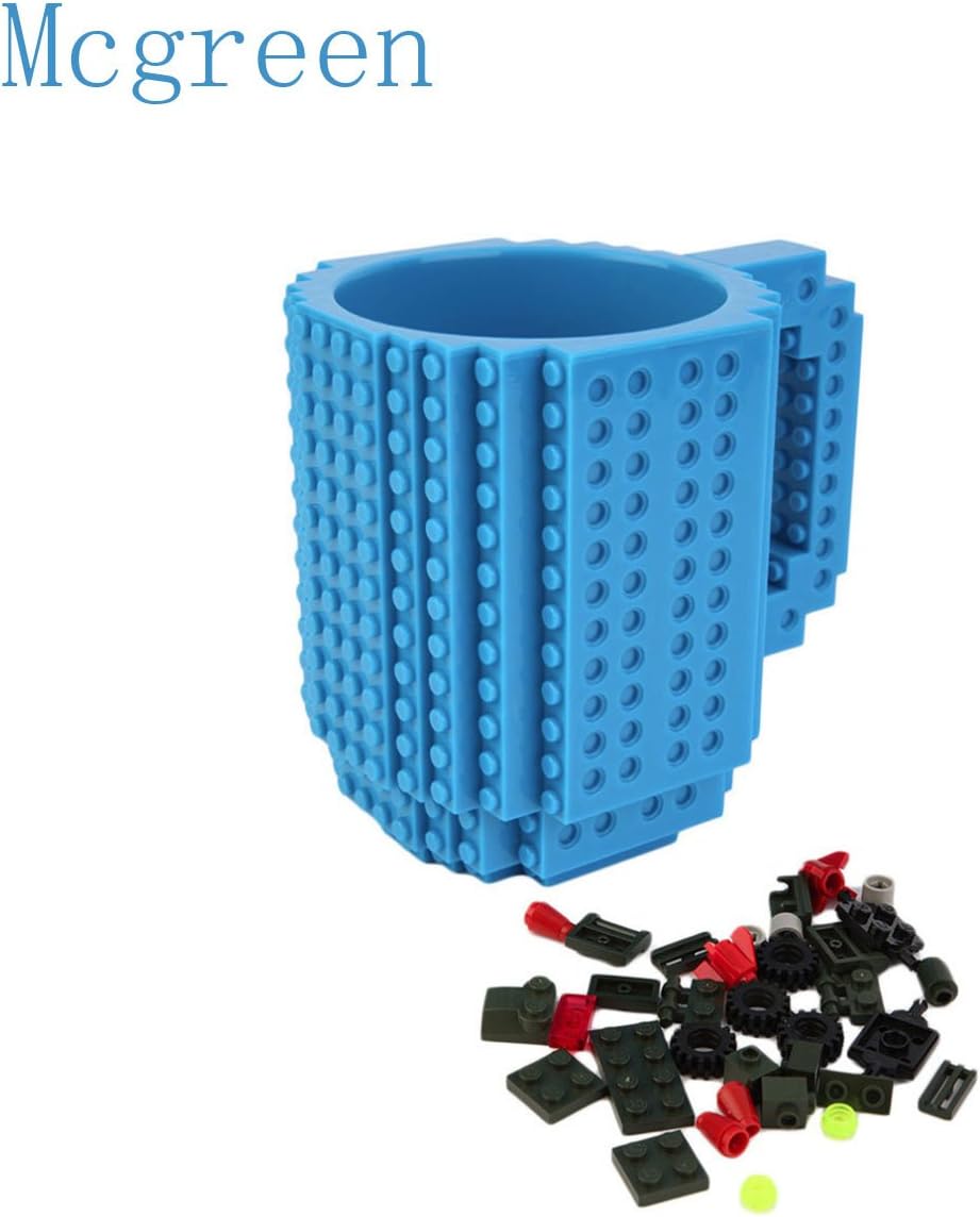 Mcgreen Blue Creative Build-on Brick Mug Building Blocks Coffee Cup Block Puzzle Mug Toy