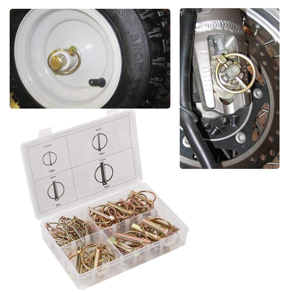 Premium Lynch Pin Fastener Assortment Kit Auto Hitch Pin Box 50 Piece