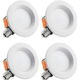 TORCHSTAR 4 Inch Dimmable LED Recessed Lighting with Smooth Trim, Retrofit Recessed Downlight, 10W (65W Equiv.), CRI 90, Wet 
