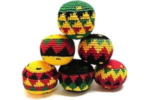 Mia Jewel Shop Rasta Multicolored Crochet Assorted Geometric Pattern Hacky Ball Foot Bag Kick Sack - Handmade Gifts Tribal Guatemalan Toys - Wholesale Set of 3, 6, 12, or 24
