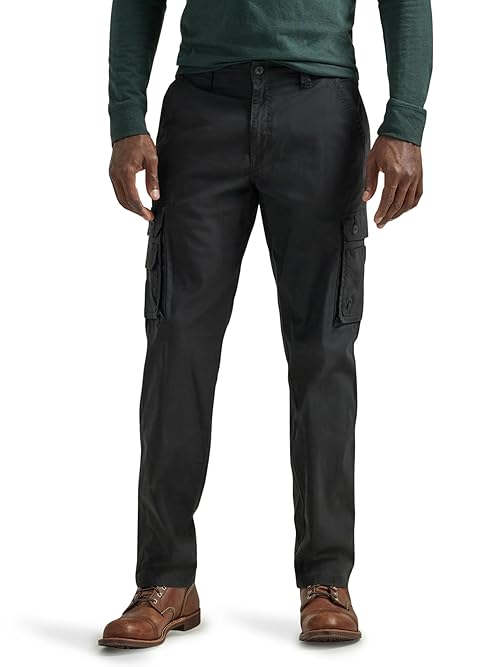 Lee Men's Wyoming Relaxed Fit Cargo Pant, Black Ripstop, 36W x 32L