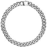 SanThree 7mm Pure Titanium Bracelet for Men, Lightweight Skin Friendly Curb Cuban Chain Bracelets for Birthday Valentines Graduation Fathers Day Jewelry, 7.87"