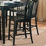Coaster Contemporary Counter Height Stools, Black Wooden Finish, Set of 2, 24-Inch