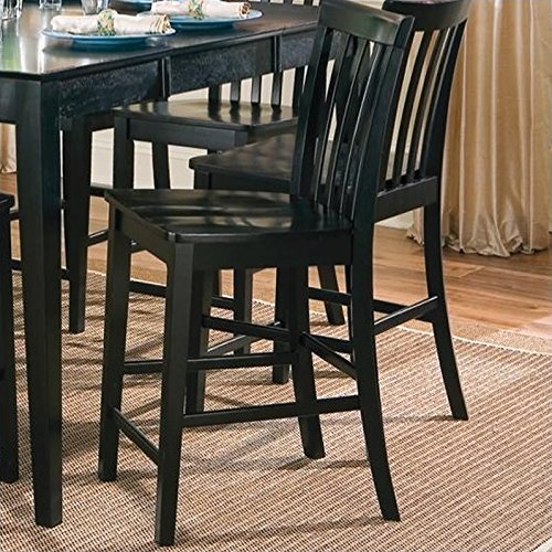 Coaster Contemporary Counter Height Stools, Black Wooden Finish, Set of 2, 24-Inch