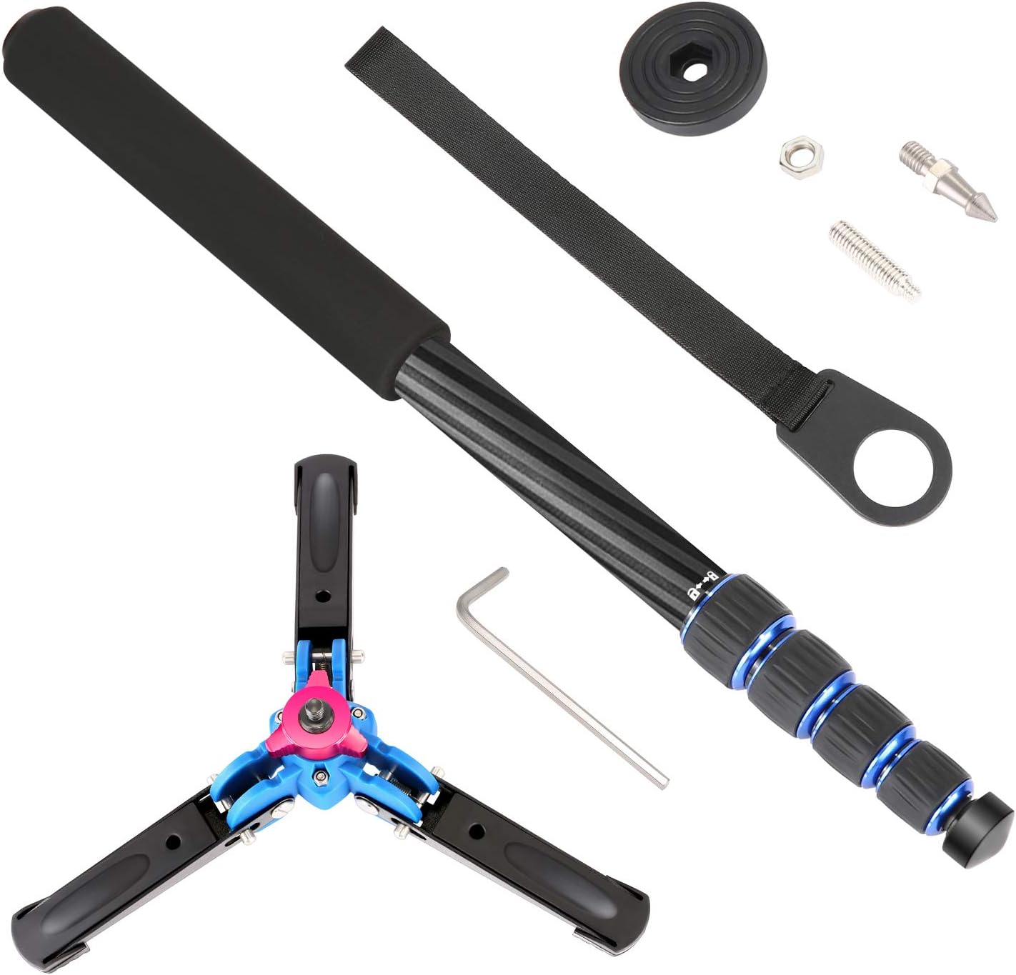 Neewer Extendable Camera Carbon Fiber Monopod with Foldable Tripod Support Base: 5-section Leg for Canon Nikon Sony DSLR Cameras, Payload up to 5kg (Monopod+Base-Carbon Fiber) - Image 3