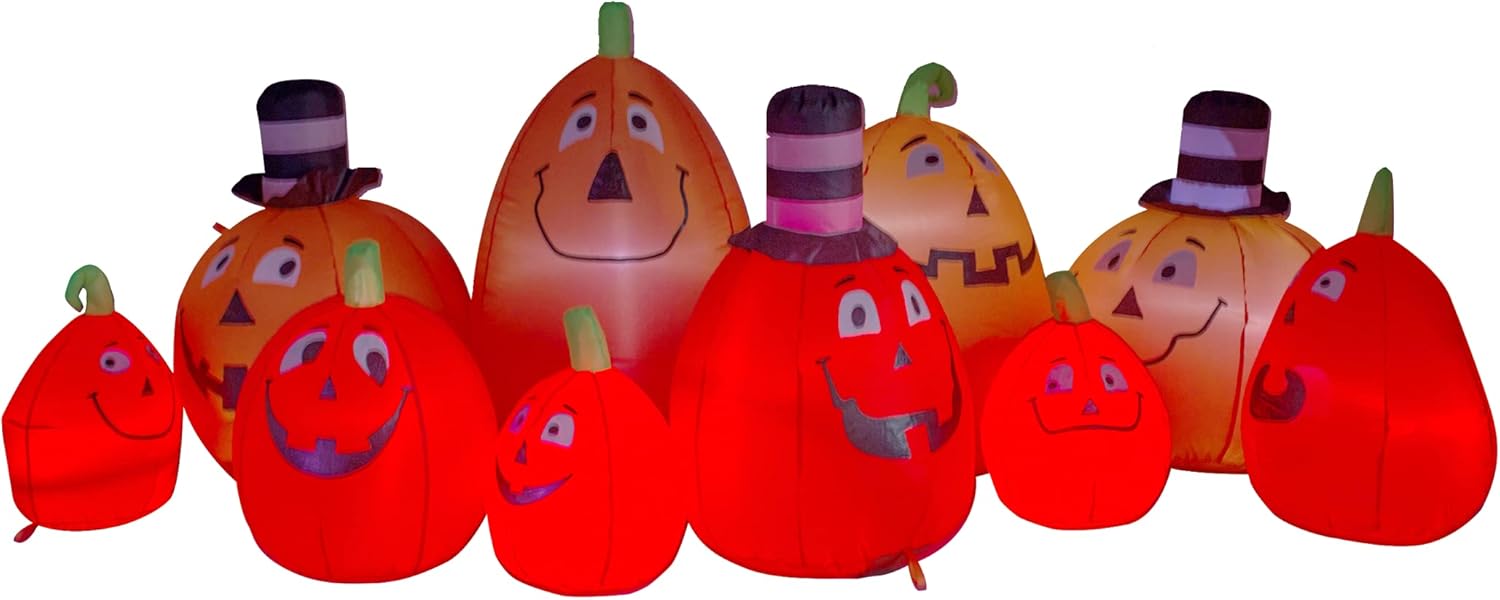 AJY 10 Feet Wide Stacked Pumpkins Halloween Inflatable LED Lights Decor Outdoor Indoor Holiday Decorations,Blow up Lighted Yard Decor, Lawn Inflatables Home Family Outside: Garden & Outdoor
